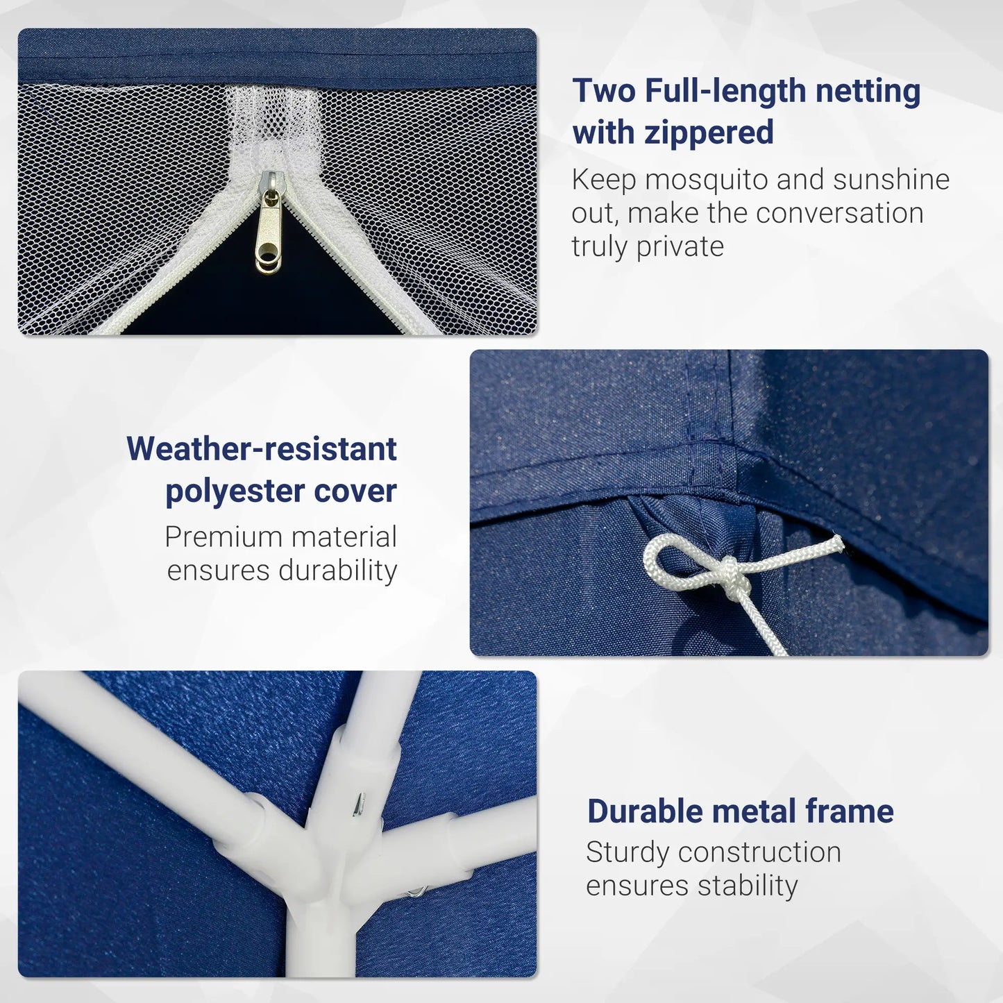 10x10ft Party Tent Canopy with Netting, Outdoor Gazebo, Blue Canopy Tents at Gallery Canada