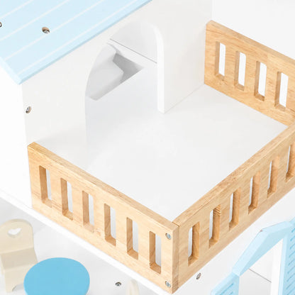 Wooden Doll House with Elevator, 5 Rooms, 13 Accessories, Blue Play Houses at Gallery Canada