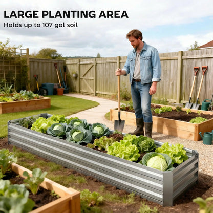 8'x2'x1' Galvanized Raised Bed, Elevated Planter Box, Silver Galvanized Planter Boxes at Gallery Canada