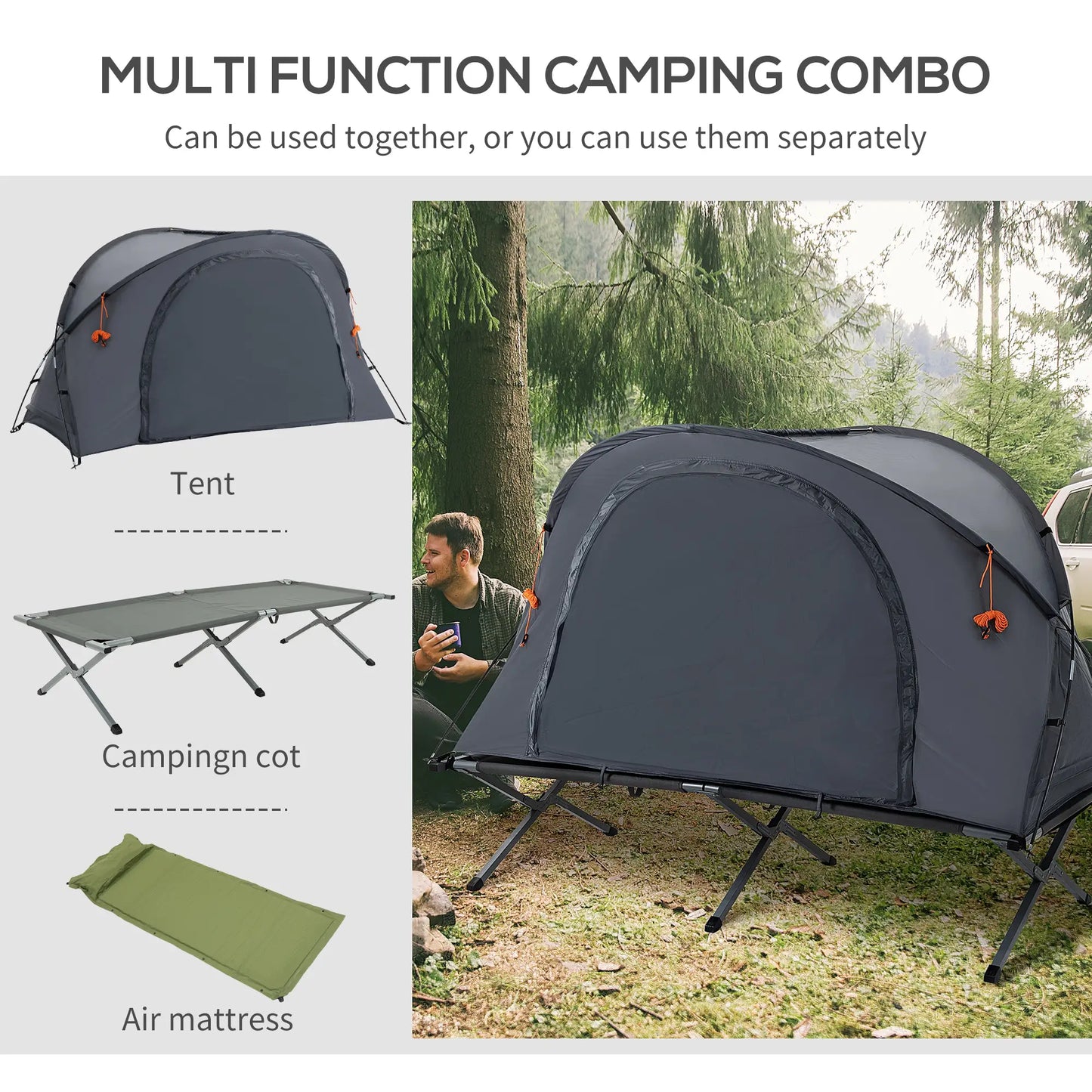 Camping Tent Cot, Folding Tent Shelter, Self-Inflating Air Mattress, Carry Bag, 1 Person Camping Tents at Gallery Canada