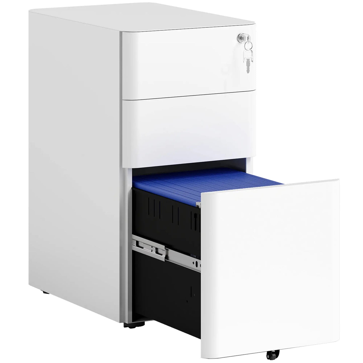 3 Drawer Filing Cabinet, Lockable Steel Office Storage, White Office Cabinets & Cupboards at Gallery Canada