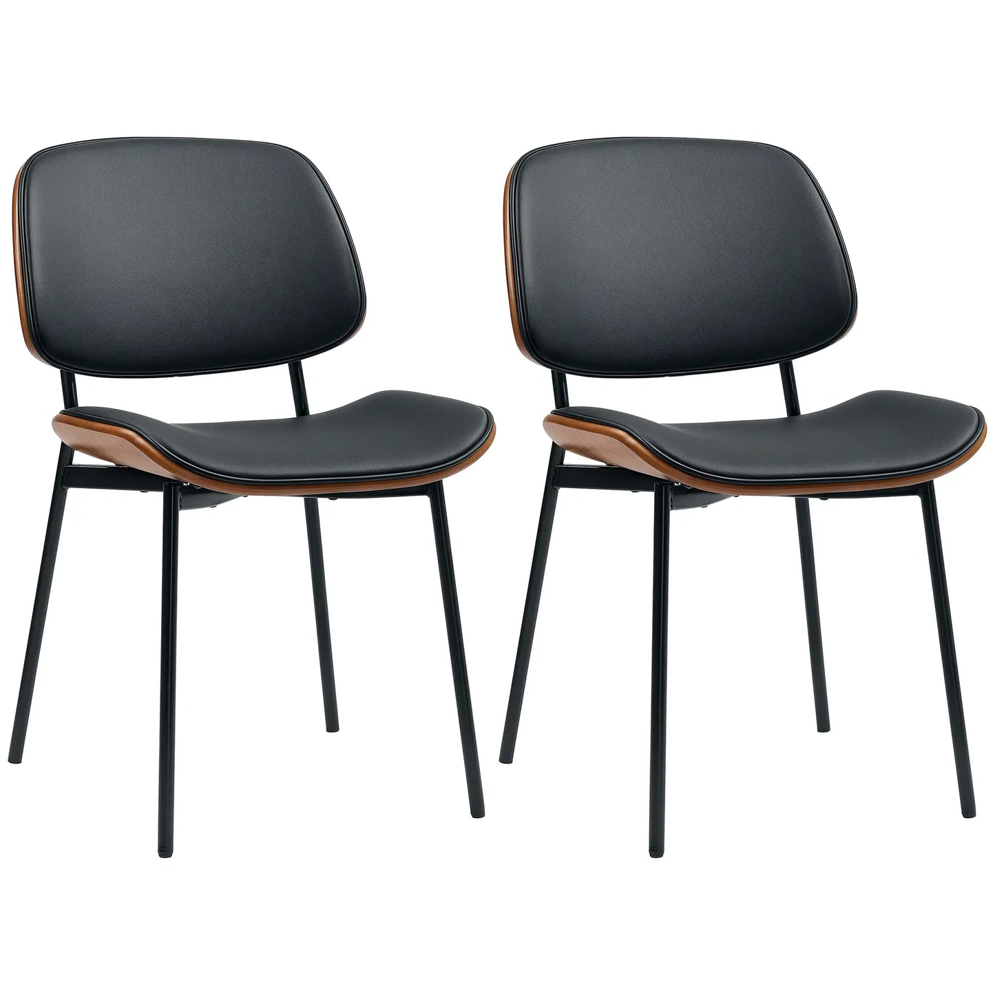 Dining Chairs Set of 2, Mid Century Modern, Bentwood Back, Metal Legs Dining Chairs Black, Brown at Gallery Canada