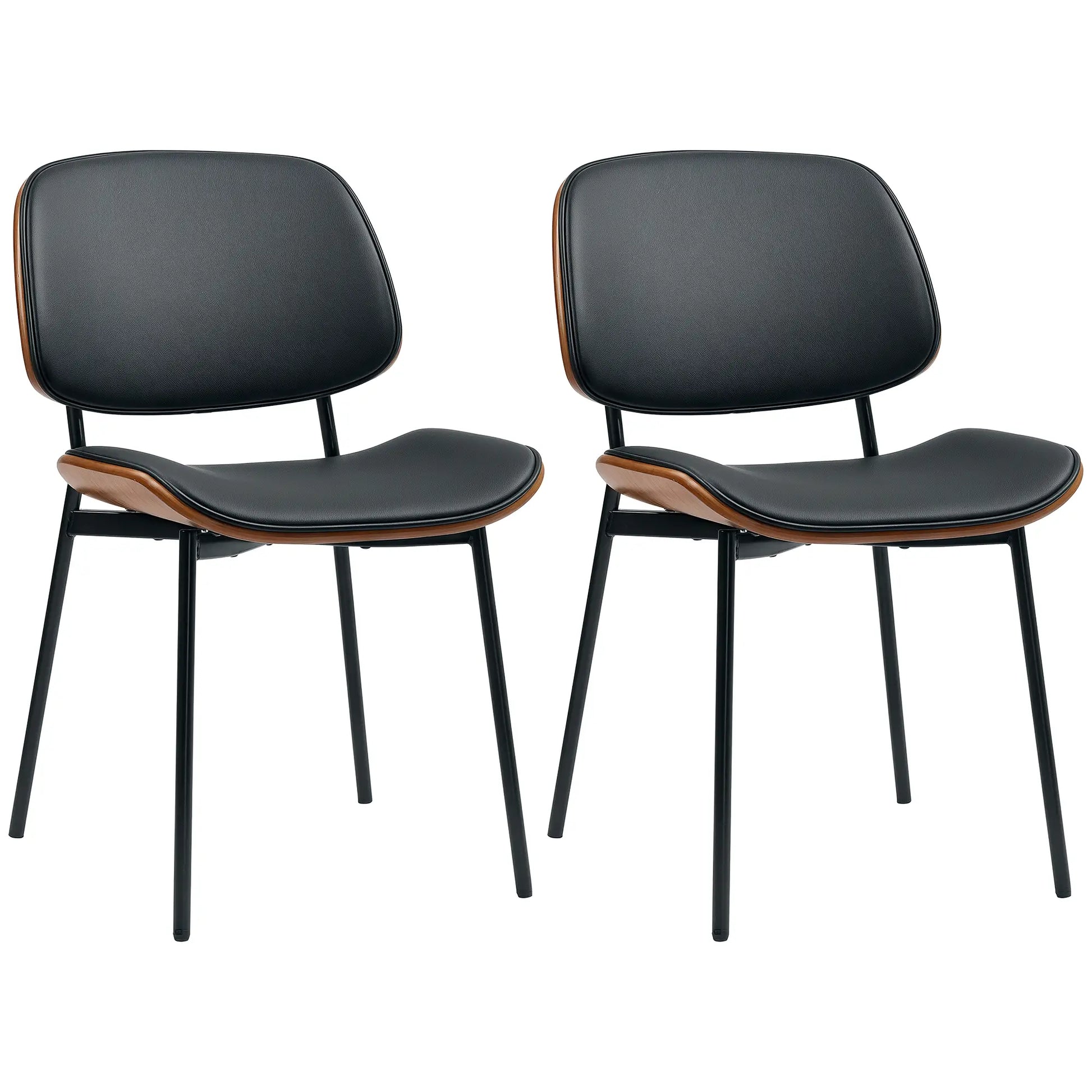 Dining Chairs Set of 2, Mid Century Modern, Bentwood Back, Metal Legs Dining Chairs Black, Brown at Gallery Canada