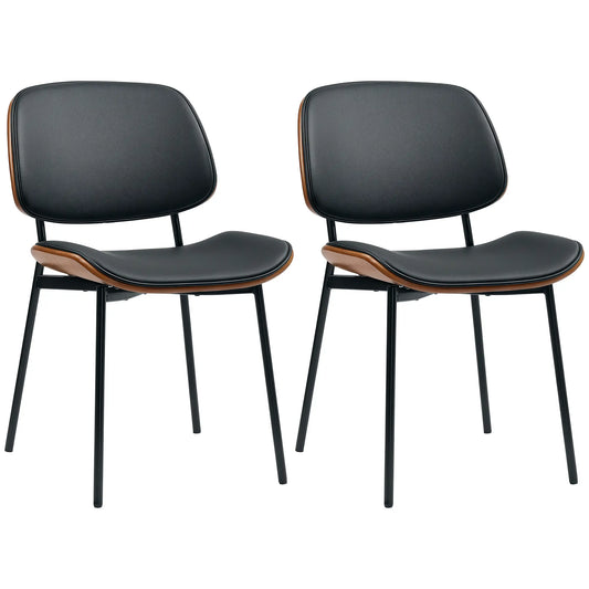 Dining Chairs Set of 2, Mid Century Modern, Bentwood Back, Metal Legs Dining Chairs Black, Brown at Gallery Canada
