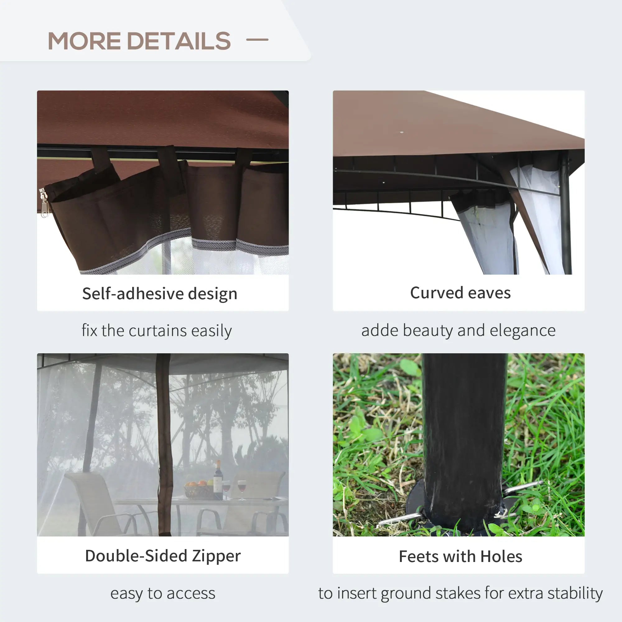 10' x 10' Garden Gazebo, Double Tier Canopy, Sunshade Tent, Anti-UV Roof, Metal Frame, Coffee Gazebos at Gallery Canada
