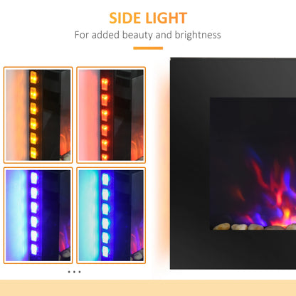 36" Wall-Mounted Electric Fireplace, 750/1500W, Flame Effect, 7 Color Light, Black Electric Fireplaces at Gallery Canada