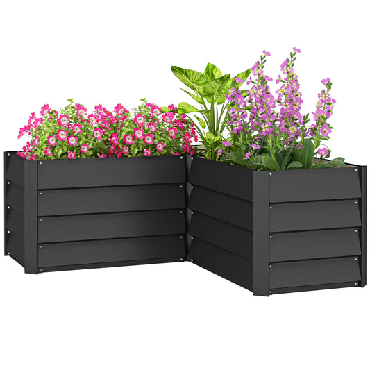45" x 45" x 17" L-Shaped Galvanized Steel Raised Garden Bed, Dark Grey Raised Garden Beds Dark Grey at Gallery Canada