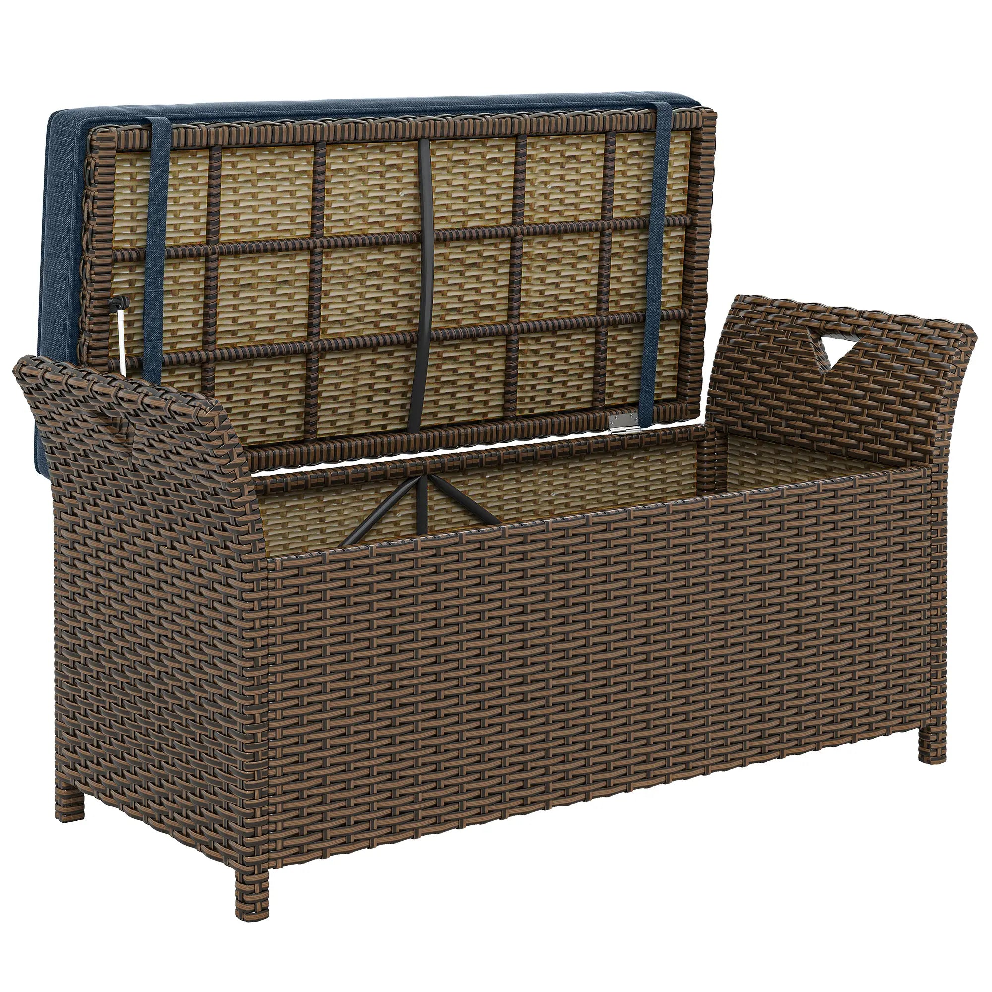 29 Gallon Wicker Deck Box, Outdoor Storage Bench, Navy Blue Patio Storage Boxes at Gallery Canada