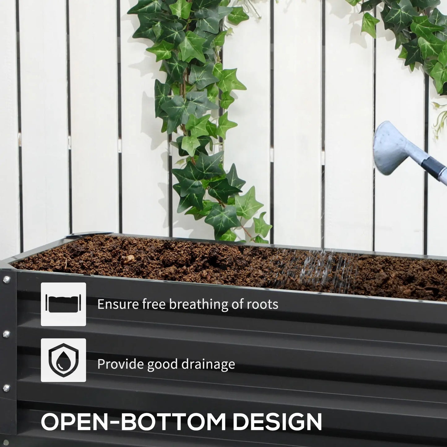 2 Tier Raised Garden Bed, 47" x 40" x 23", Galvanized Steel, Dark Grey Galvanized Planter Boxes at Gallery Canada