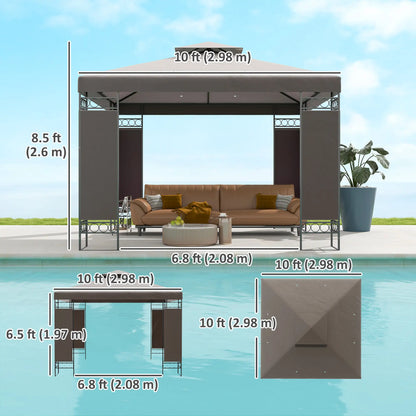 10 x 10 FT Canopy Gazebo, Double Roof, Screen Panels, Metal Frame, Khaki Gazebos at Gallery Canada