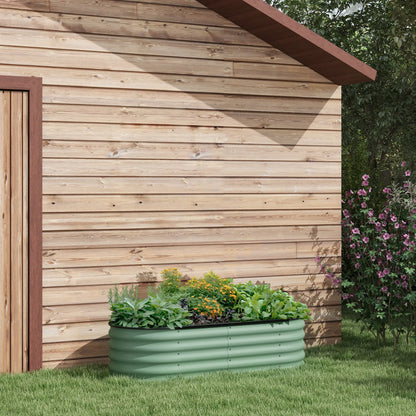 5x2x1.5 FT Galvanized Steel Raised Garden Bed, Green Metal Planter Box, Green