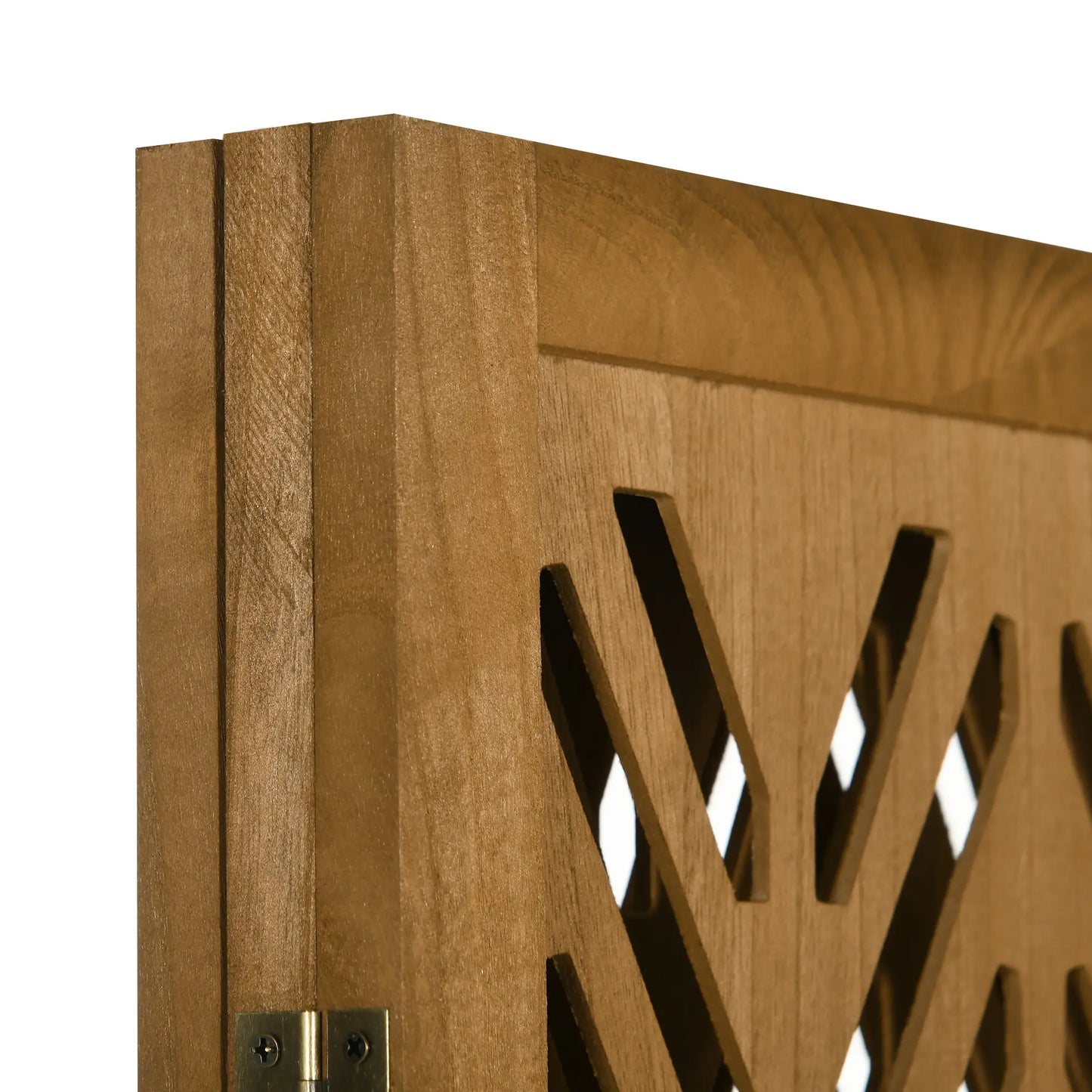 4 Panel Room Divider, 5.6ft Tall, Wood Folding Privacy Screen, Light Brown