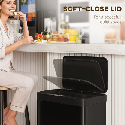 Poubelle automatique de 12 gallons avec capteur, acier inoxydable anti-empreintes, noir mat
