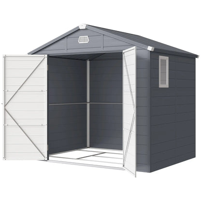 8' x 6' Plastic Garden Storage Shed, Latch Door, Vents, Dark Grey Sheds Dark Grey at Gallery Canada