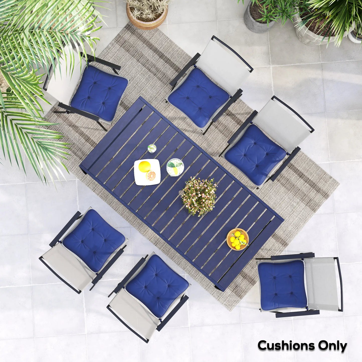 6-Piece Outdoor Patio Chair Cushions, Button Tufted, Dark Blue Patio Chair Cushions at Gallery Canada