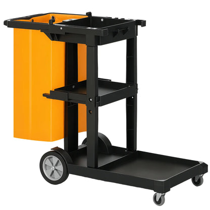 Janitorial Cart With 3 Shelves, Cleaning Cart On Wheels, Black Household Supplies at Gallery Canada