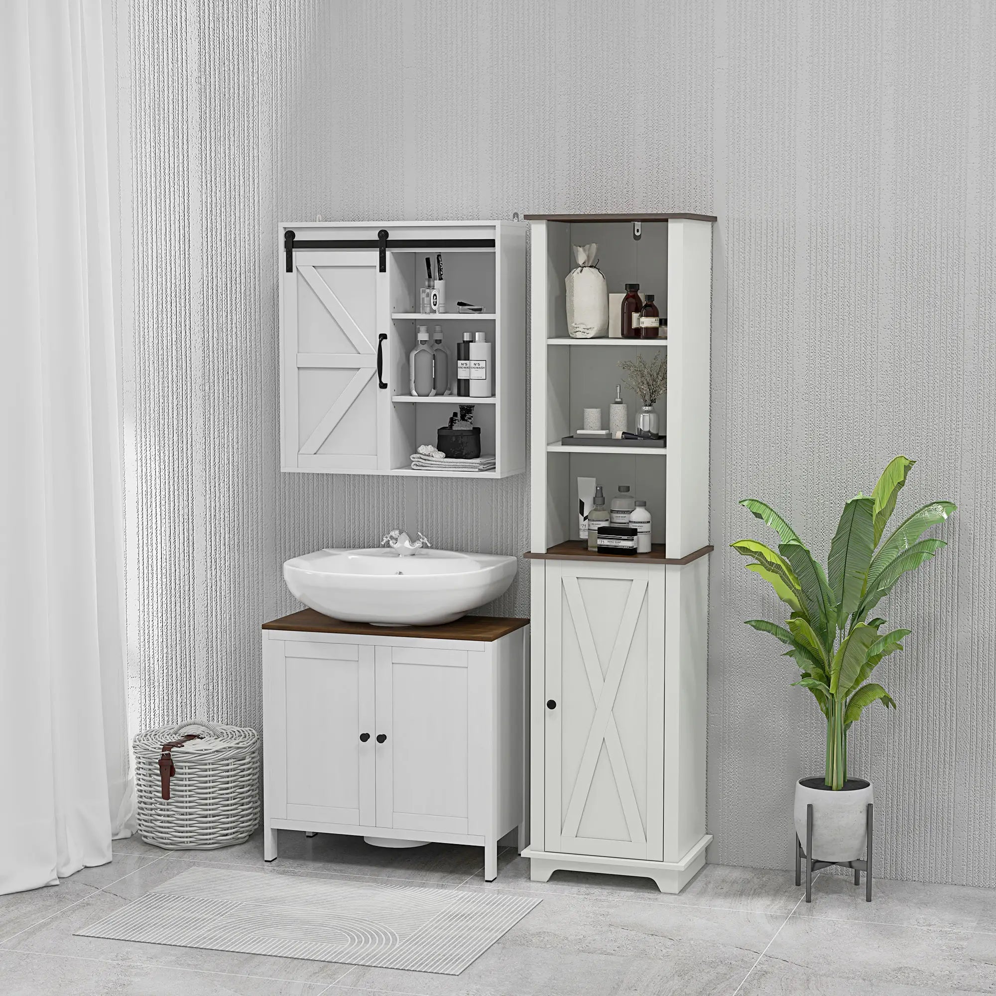White Medicine Cabinet, Sliding Door, Adjustable Shelf, 22.8