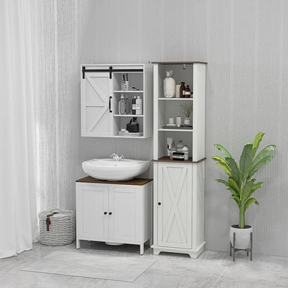 White Medicine Cabinet, Sliding Door, Adjustable Shelf, 22.8" x 7.8" x 24.4", White Wall Mounted Cabinets at Gallery Canada
