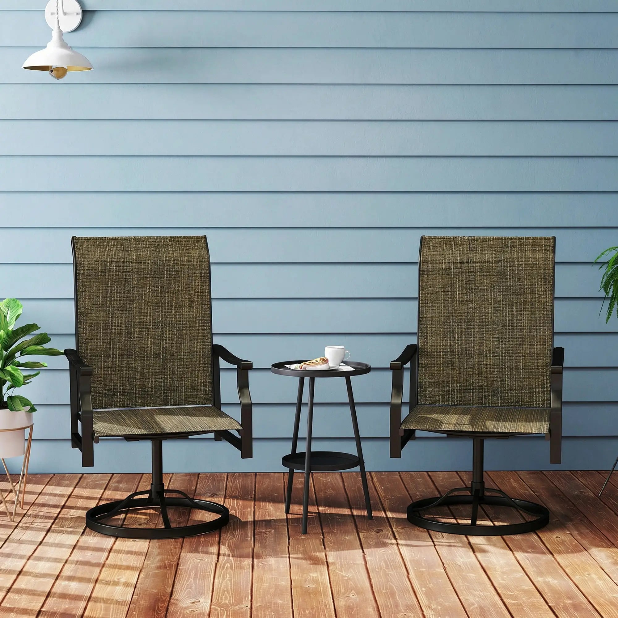 Swivel Rocker Outdoor Chair Set Of 2, High Back, Brown Bistro Sets at Gallery Canada