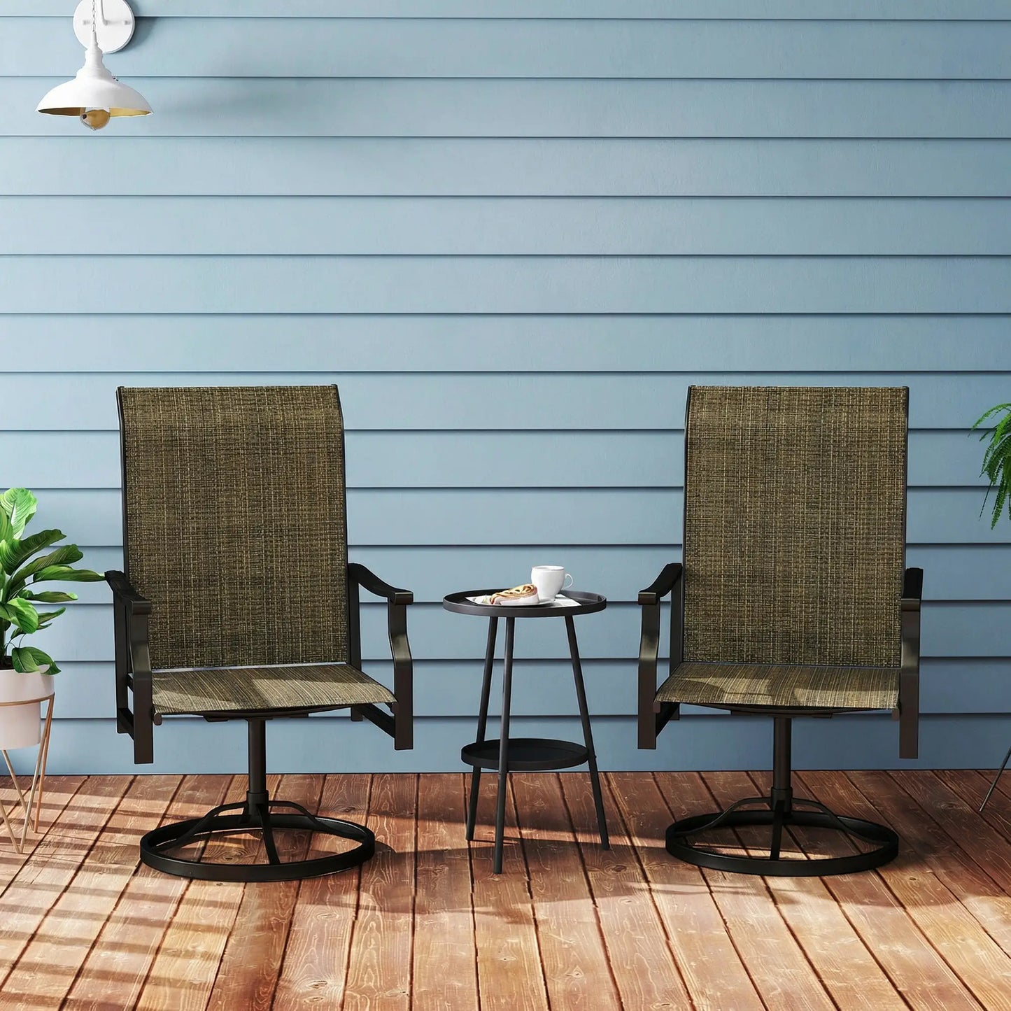 Swivel Rocker Outdoor Chair Set Of 2, High Back, Brown Bistro Sets at Gallery Canada