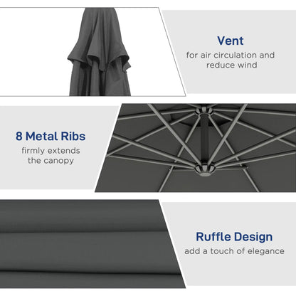 10' Grey Offset Patio Umbrella, Crank, Cross Base, Grey Offset Cantilever Umbrellas at Gallery Canada