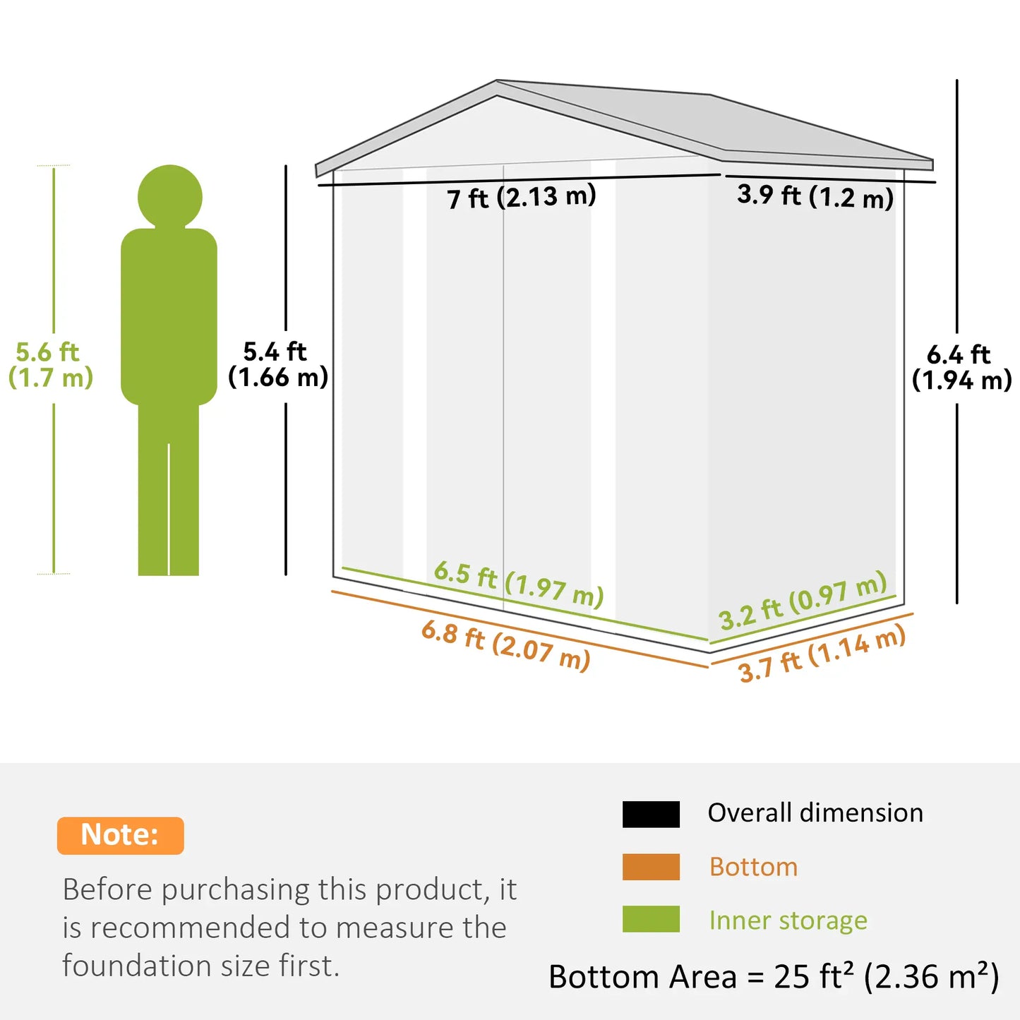 7' x 4' Metal Garden Shed, Lockable Doors, Dark Grey Sheds at Gallery Canada