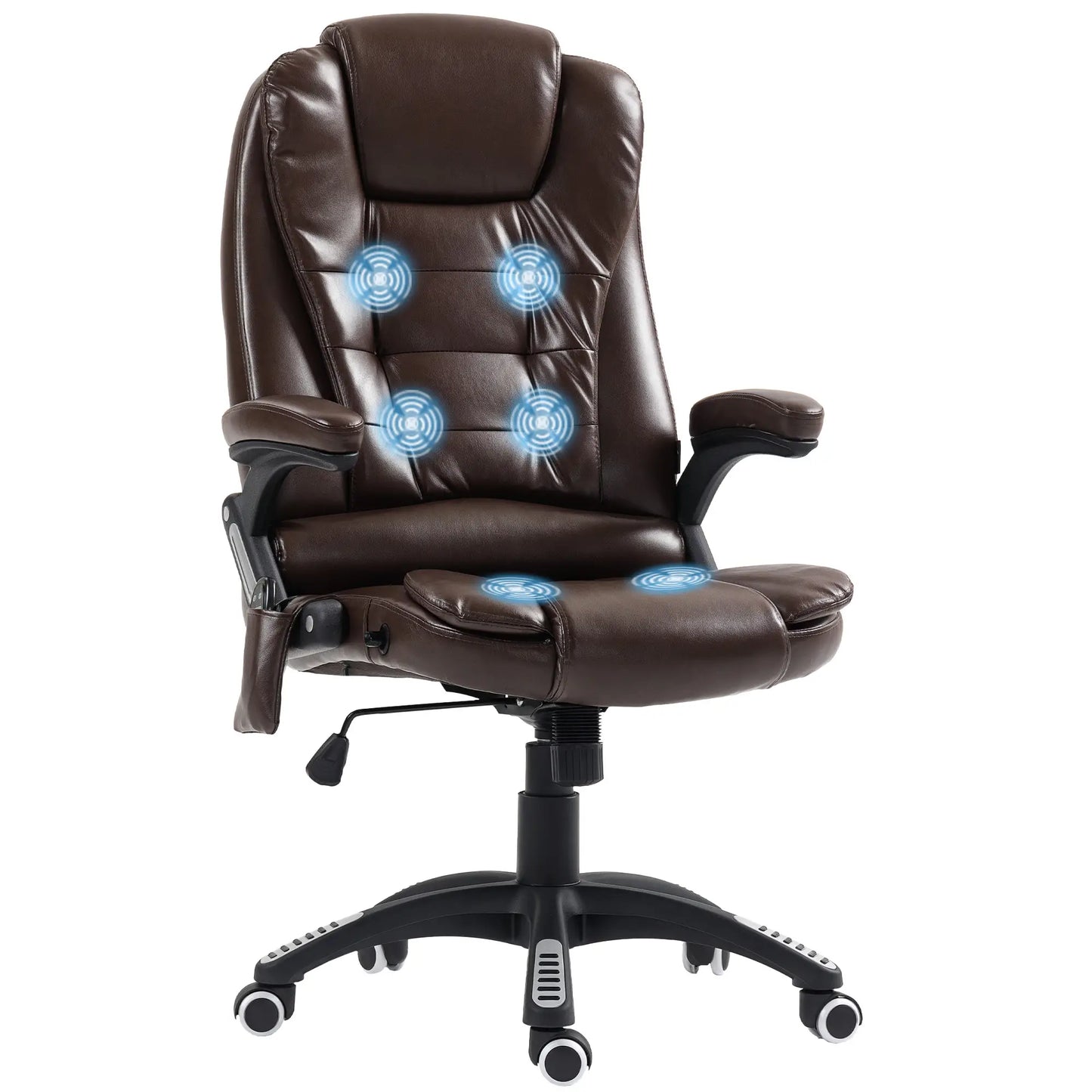 Reclining Massage Office Chair, High Back, Swivel Wheels, Dark Brown Office Chairs at Gallery Canada