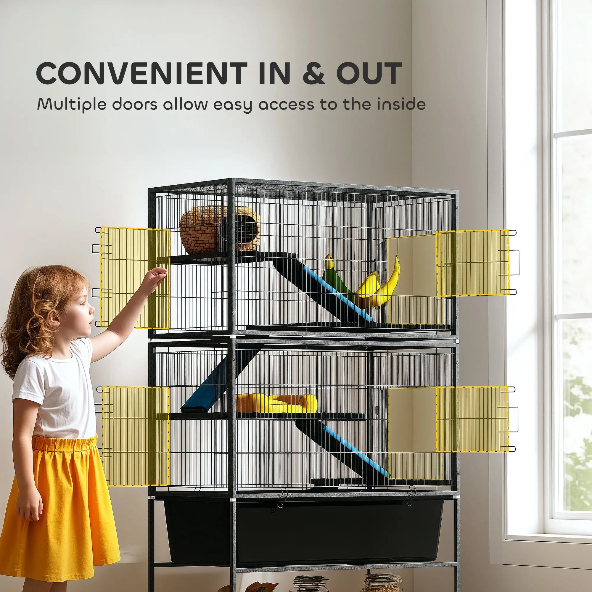 59 Inch 5 Level Small Animal Cage, Rolling Ferret Cage, Dark Grey Houses & Habitats at Gallery Canada