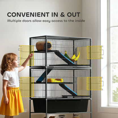 59 Inch 5 Level Small Animal Cage, Rolling Ferret Cage, Dark Grey Houses & Habitats at Gallery Canada