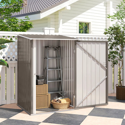 3.3' x 3.4' Outdoor Storage Shed, Galvanized Steel, Lockable Door, Brown and White Sheds at Gallery Canada