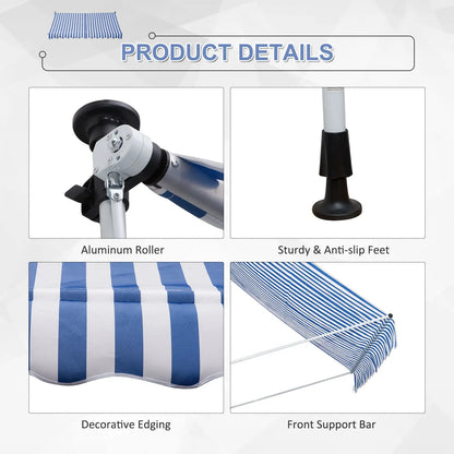 10x5ft Manual Retractable Awning, Patio Sun Shade, Water Resistant, Blue Door Awnings at Gallery Canada