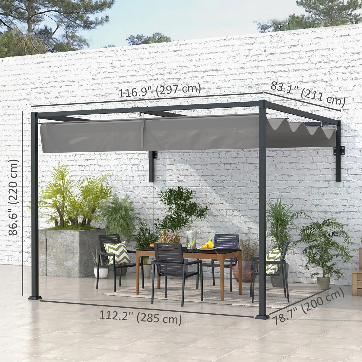 10' x 7' Metal Pergola, Retractable Roof For Grill Garden Patio Deck Pergolas at Gallery Canada