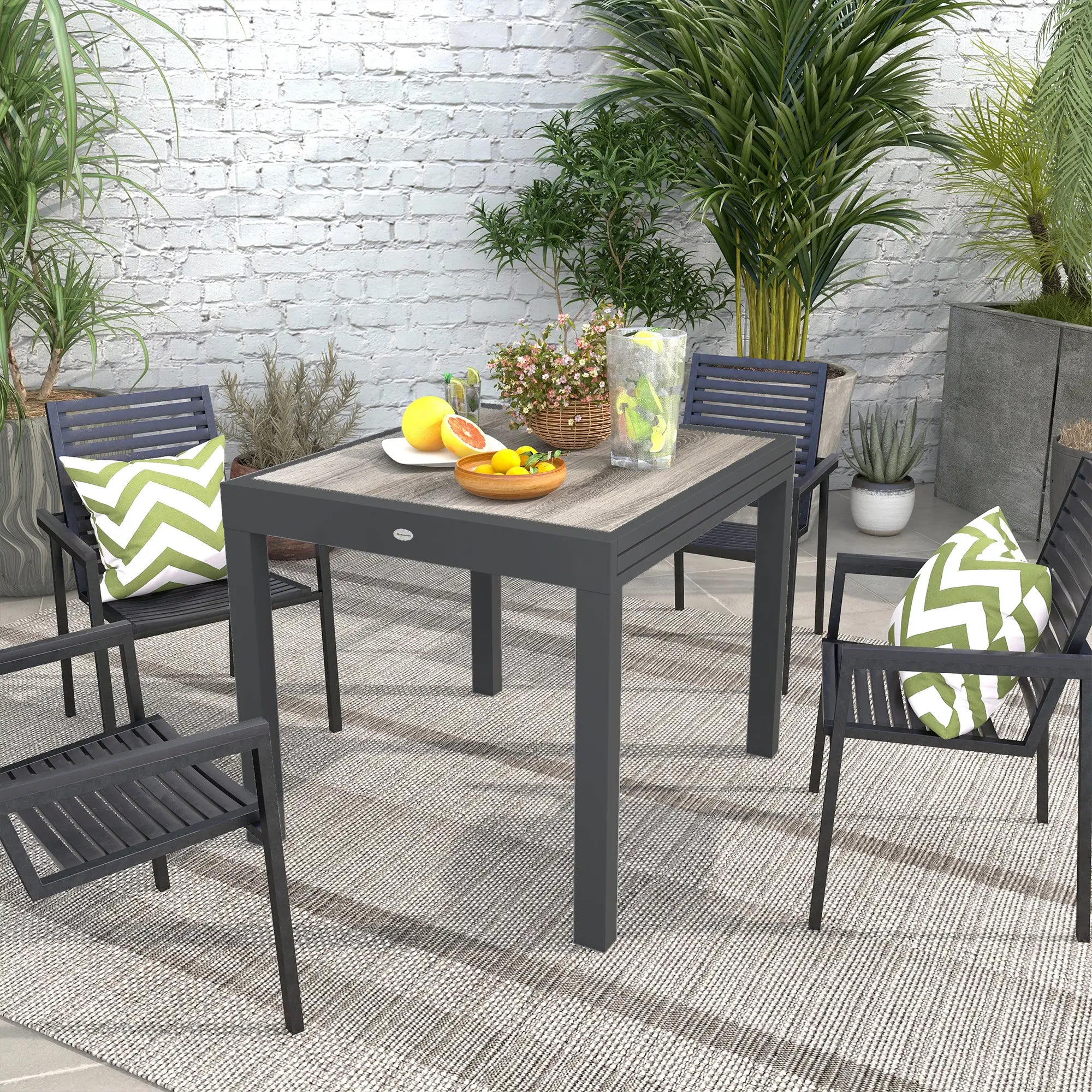 Extendable Dining Table, Rectangular Outdoor Table, Aluminum Frame, Plastic Top, Grey Patio Dinning Tables at Gallery Canada