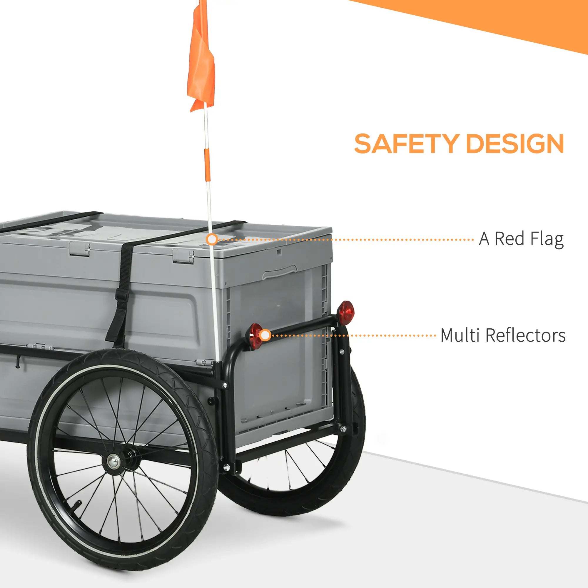 Steel Bike Trailer, Bicycle Cargo with Storage Box, Reflectors, Max Load 88LBS Bike Cargo Trailers at Gallery Canada