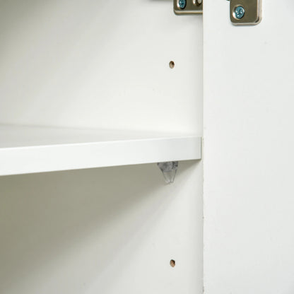 Buffet haut brillant, 2 tiroirs, 2 portes, étagère réglable, blanc
