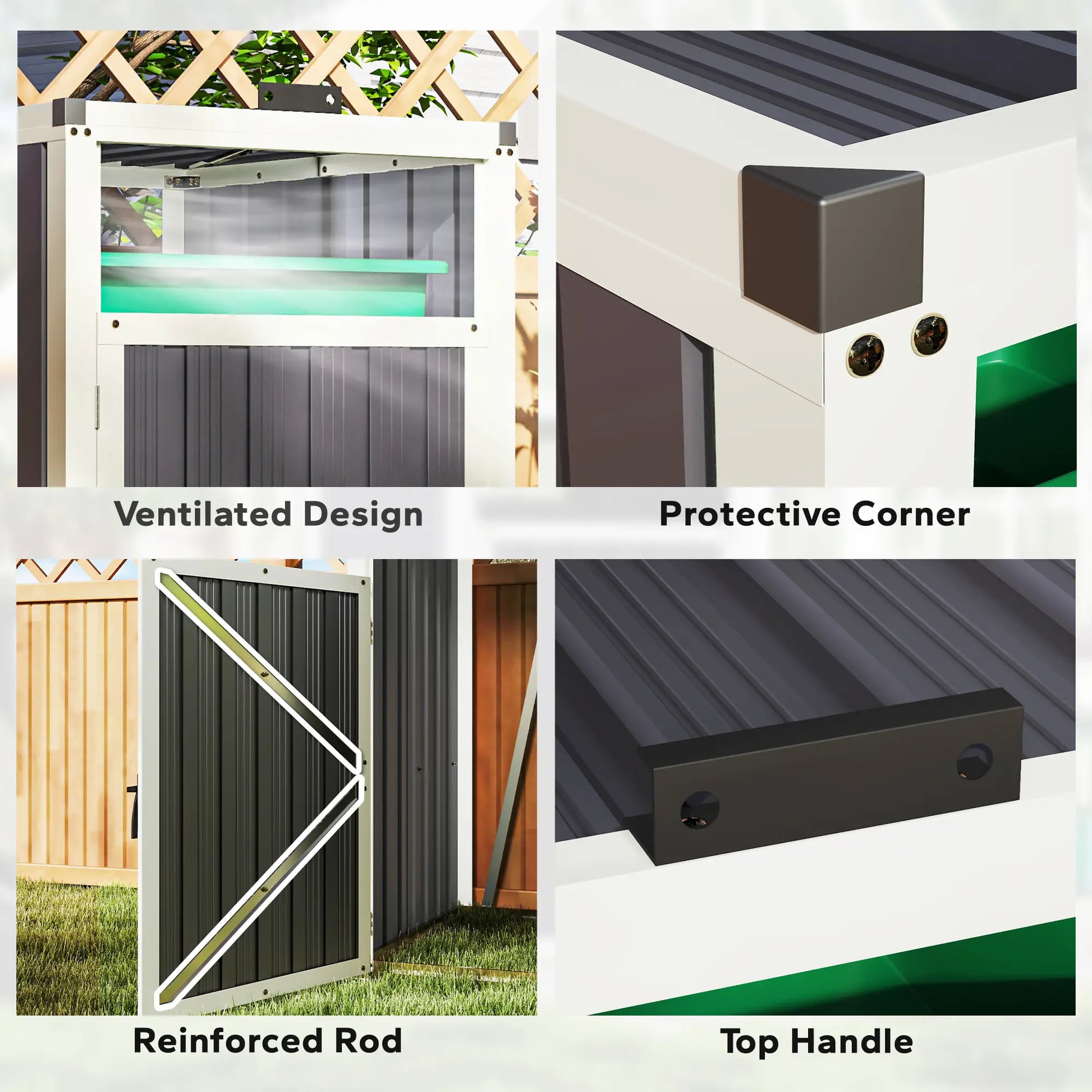 Lockable Outdoor Storage Shed, Single Garbage Bin, Galvanized Frame, Dark Grey Sheds at Gallery Canada