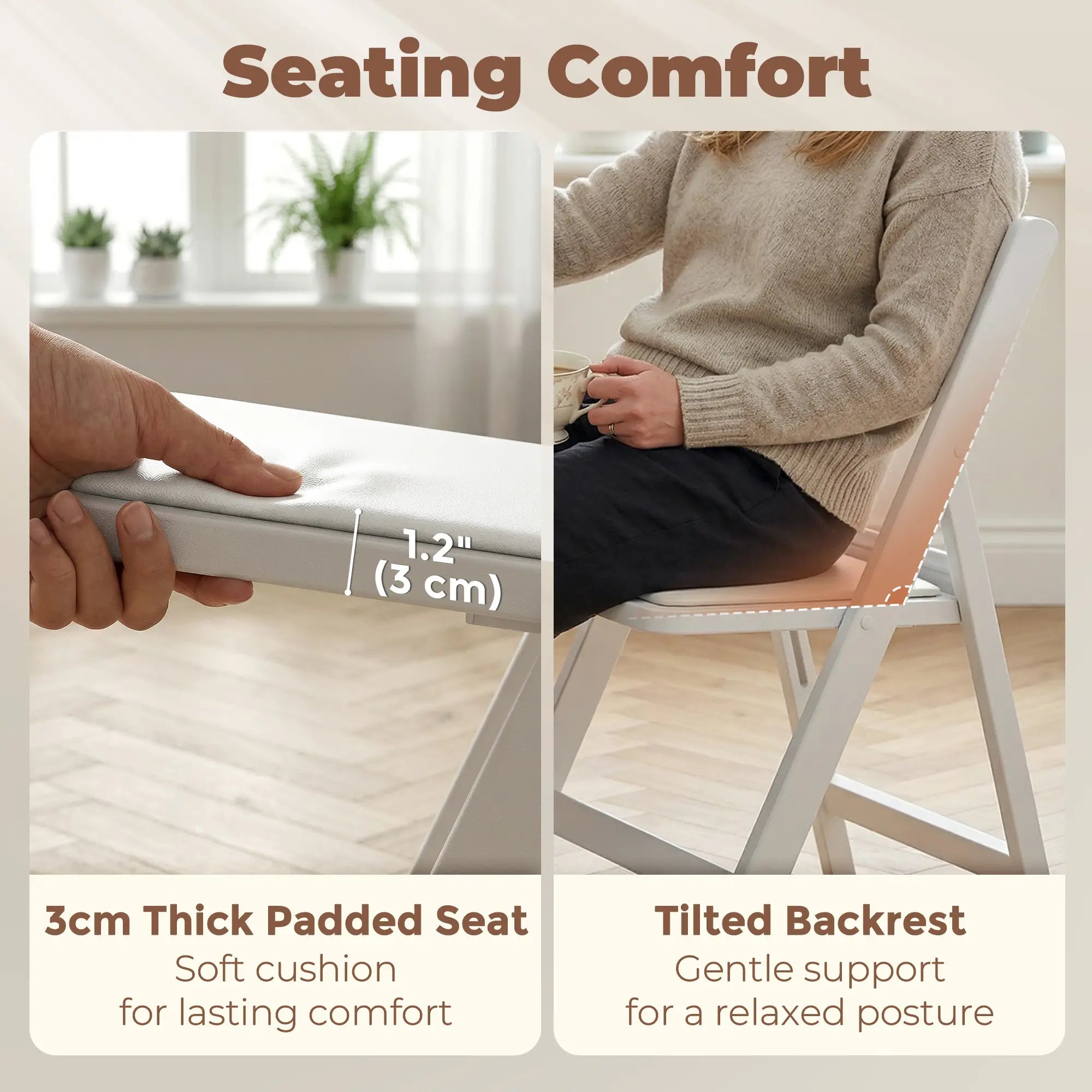 4 Pack Folding Chairs, Foldable Resin Chair with Padded Seat, Portable Indoor Outdoor Seat for Office Events Dining Dining Chairs at Gallery Canada