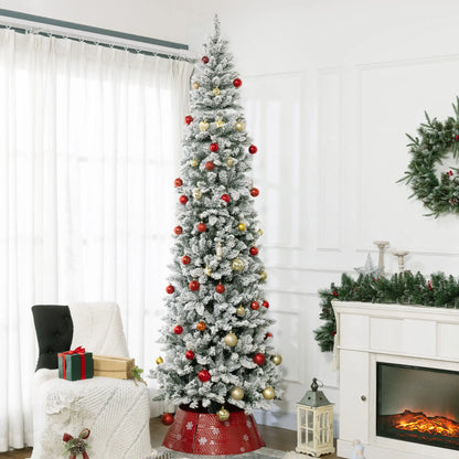 9ft Flocked Pencil Christmas Tree, 1277 Branch Tips, Metal Base Pencil Christmas Trees at Gallery Canada