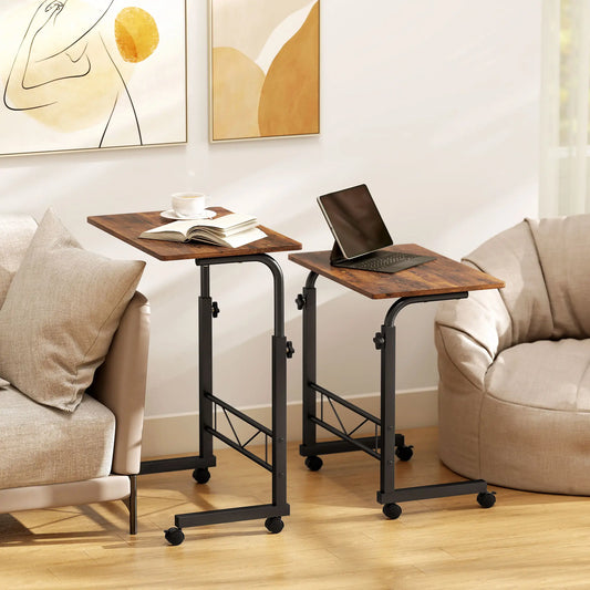 Mobile Standing Desk, Adjustable Height, 23.5 Inch, Rustic Brown, Brown Side Tables Rustic Brown at Gallery Canada
