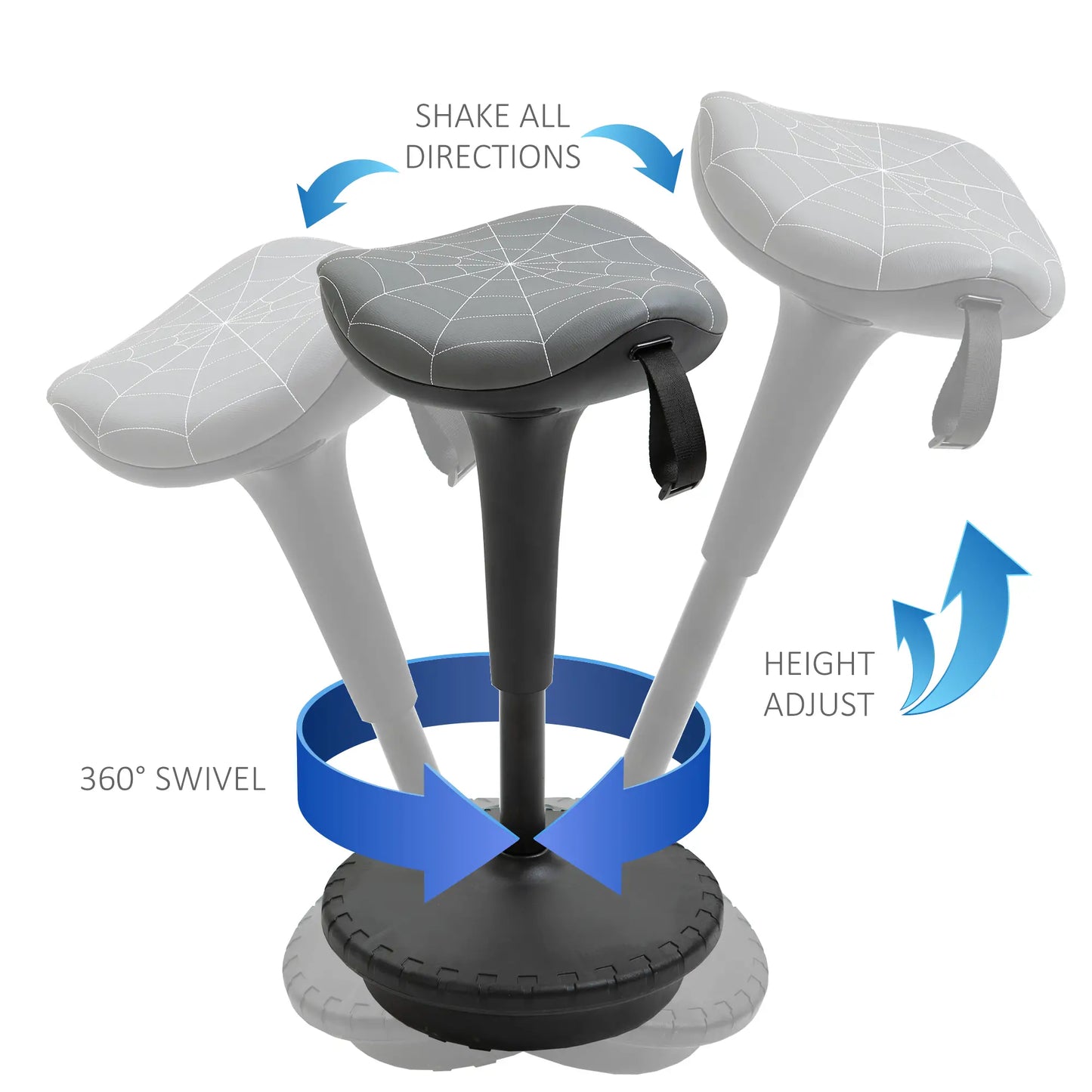 Backless Wobble Stool, Adjustable Standing Desk Chair, Grey Task Chairs at Gallery Canada