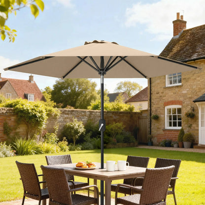 Patio Sun Umbrella, Outdoor Parasol, 6 Ribs, Coffee