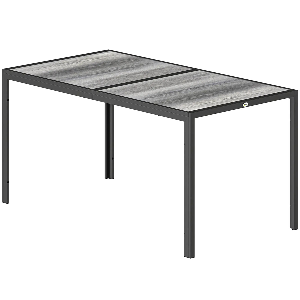 Outdoor Dining Table For 4-6, 59" Wood-Effect Top, Grey Patio Dining Tables Grey, Black at Gallery Canada