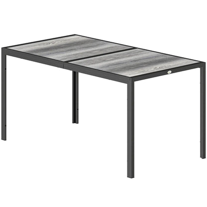 Outdoor Dining Table For 4-6, 59" Wood-Effect Top, Grey Patio Dining Tables Grey, Black at Gallery Canada
