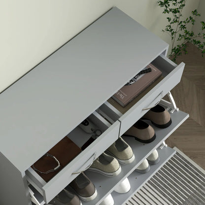 Narrow Shoe Storage, 2 Flip Drawers, Adjustable Shelves, 12 Pairs, Grey Shoe Storage Cabinets & Racks at Gallery Canada