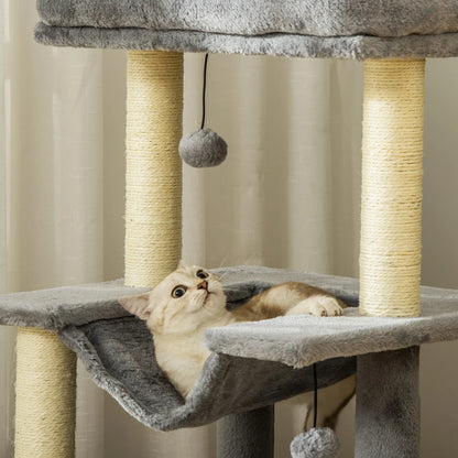 39.25'' Cat Tree Tower, Multi-Level Kitten House, Scratching Post, Gray Cat Posts at Gallery Canada