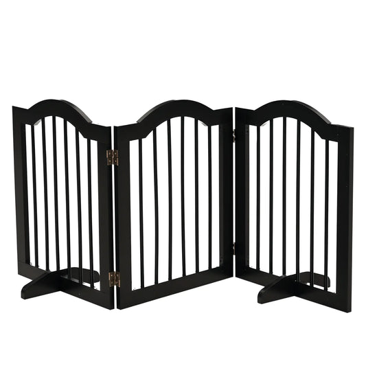 24"H Foldable Dog Gate, 3 Panels, Freestanding Pet Barrier, Black Houses, Kennels & Pens Black at Gallery Canada