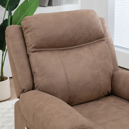 Manual Recliner Chair, Vibration Massage, Side Pockets, Microfibre, Brown Single Sofas at Gallery Canada
