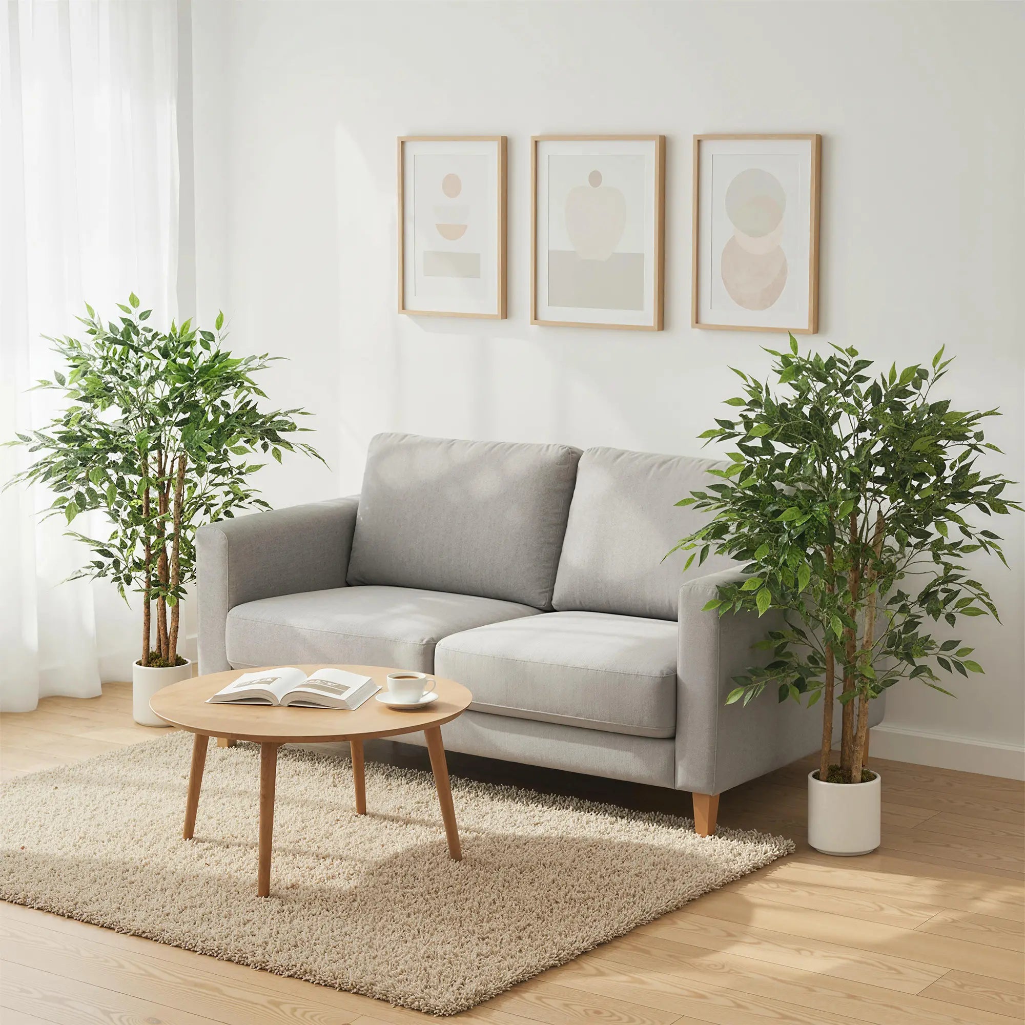 4FT Artificial Banyan Tree Set Of 2, Fake Potted Tree With Wood Trunk Artificial Trees at Gallery Canada