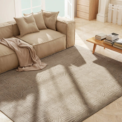 7.5x9.5 Faux Fur Rug, Non-Slip Carpet for Living Room, Bedroom, Tan