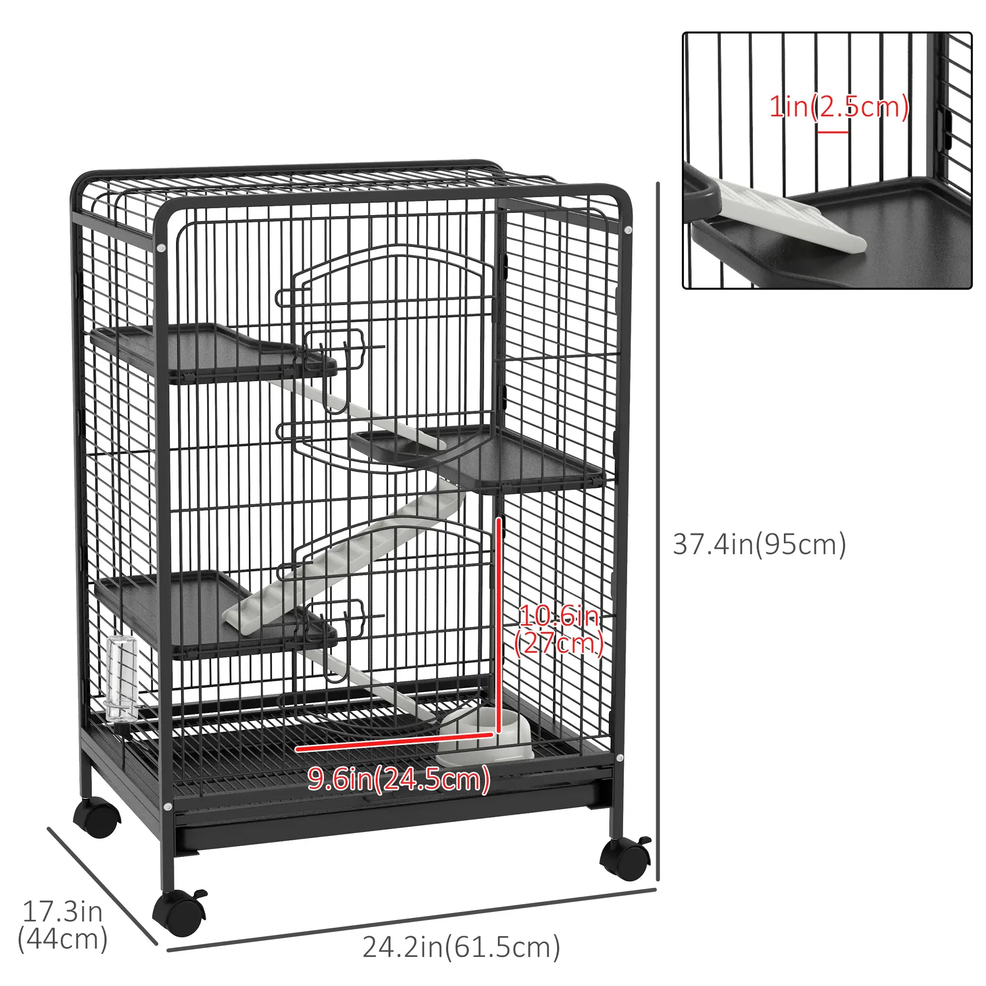 4-Tier Small Animal Cage, Rabbit Ferret Chinchilla Playpen, 24